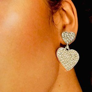 CRYSTAL DOUBLE CORAZON HEART de AMOUR SILVER